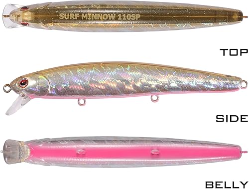 Miniatura 5 de LITTMA Señuelos de pesca de surf de California Señuelos de pesca de agua salada Jerkbait Crankbait Surf Minnow 110 - Sardina metálica Super Glow