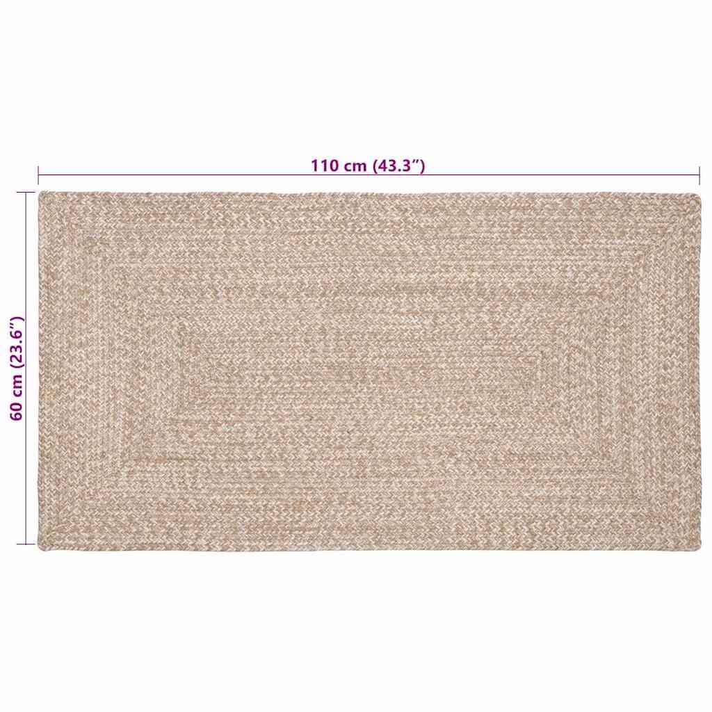 vidaXL Tapis de Zone Naturel et Blanc 60 x 110 cm Jute