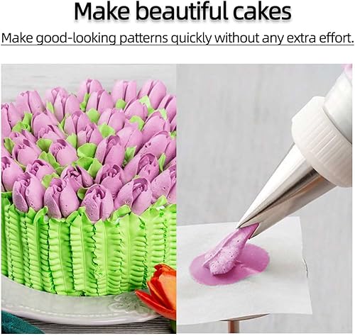 Miniatura 4 de Juego de puntas de flores rusas, 47 piezas de decoración de pasteles y cupcakes, 12 boquillas de glaseado, 2 puntas de hojas, 30 bolsas de