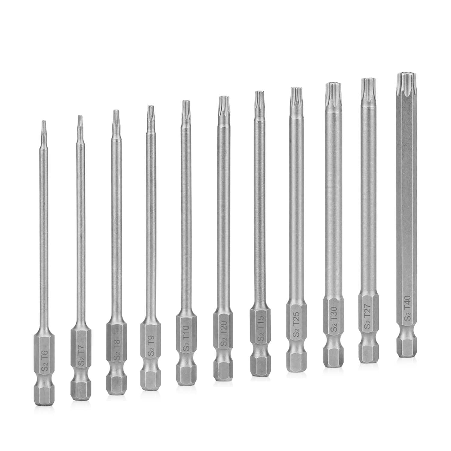 11pcs 200mm Extra Long Torx Screwdriver Bit Set, T6-T40 Torx Bit