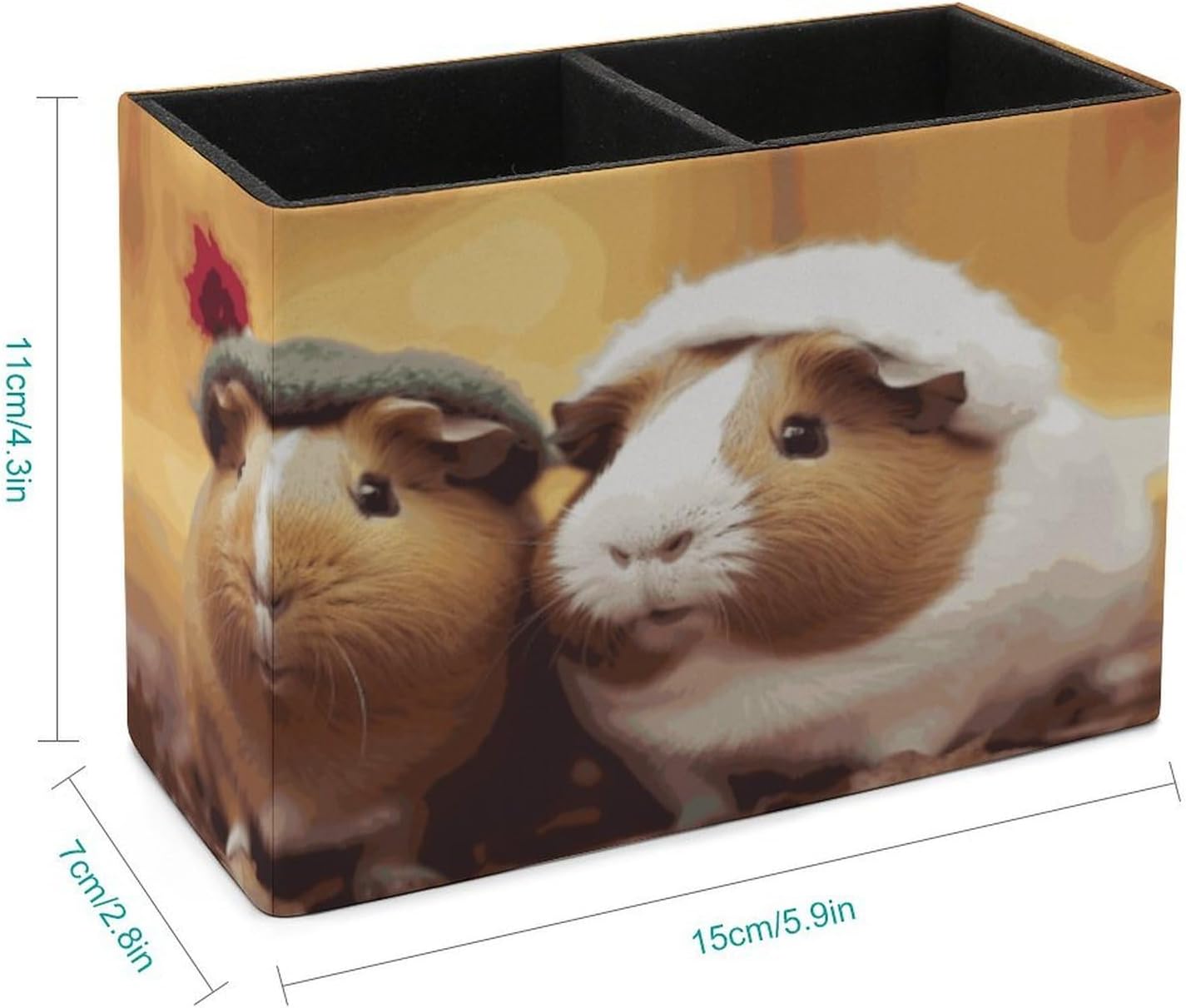 Rectangle Pen Holder Cute Guinea Pigs Desk Organizer Pencil Cup image 2