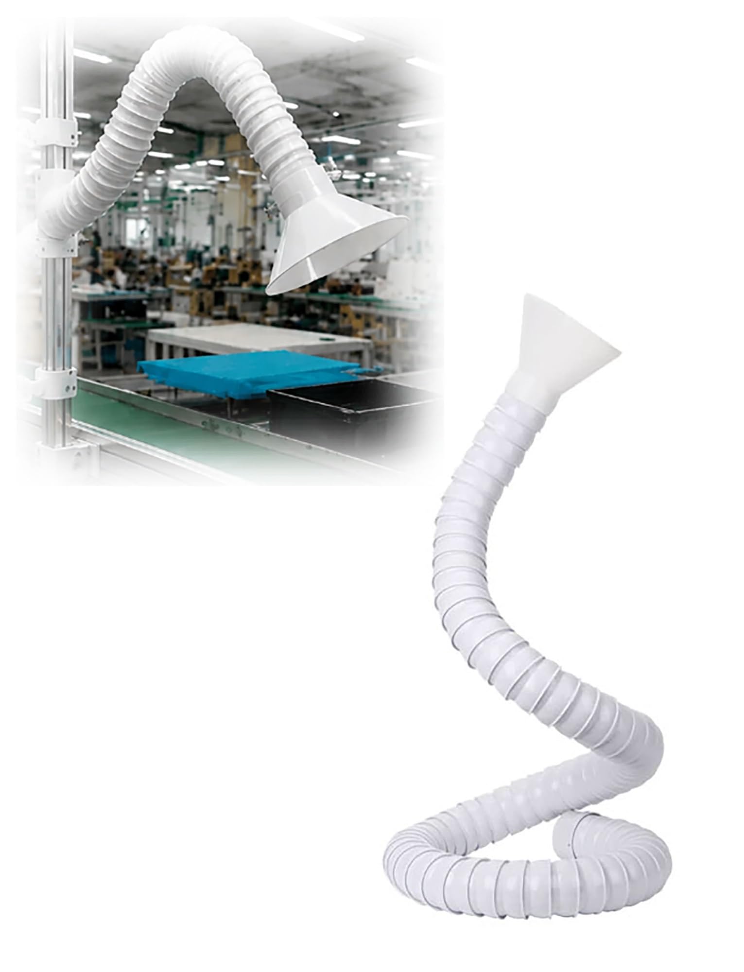 MRVAKDYDI Articulated Fume Extractor Arm, 2-in-1 Articulated Fume Extractor Arm Milk/Black 50/75mm 80-200cm(Milk,75mm-150cm)
