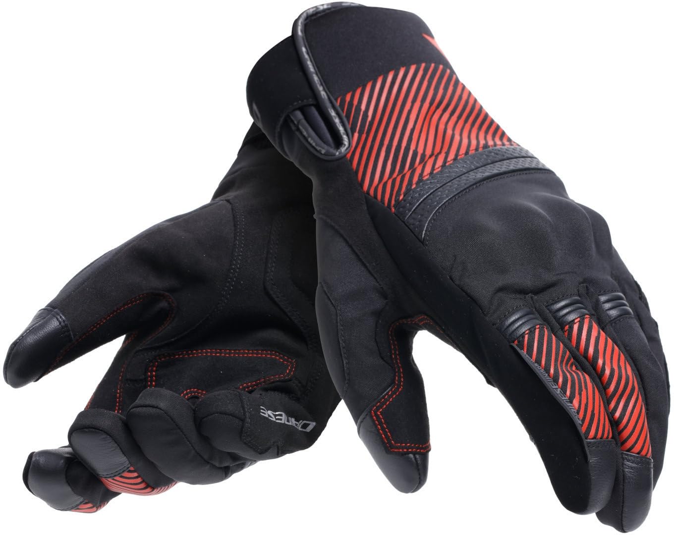 Dainese - Fulmine D-Dry® Gloves, Guantes de Invierno para Moto, Protectores de Nudillos, Guantes con Acolchado Térmico, Pantalla Táctil, Hombre, Negro/Negro/Rojo, XXXL