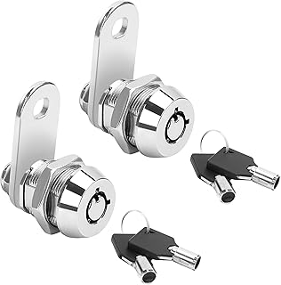 AKEYSRC 2 Pack Tubular Cam Locks, Metal RV Storage Door Locks, Cabinet Locks with 5/8'' Cylinder, Atom Lock for Arcade Mac...