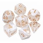 CREEBUY DND Dice Set 7Pcs Transparent Mix White Cloud Dice for Dungeon and Dragons D&D RPG Role Playing Games Polyhedral Dice