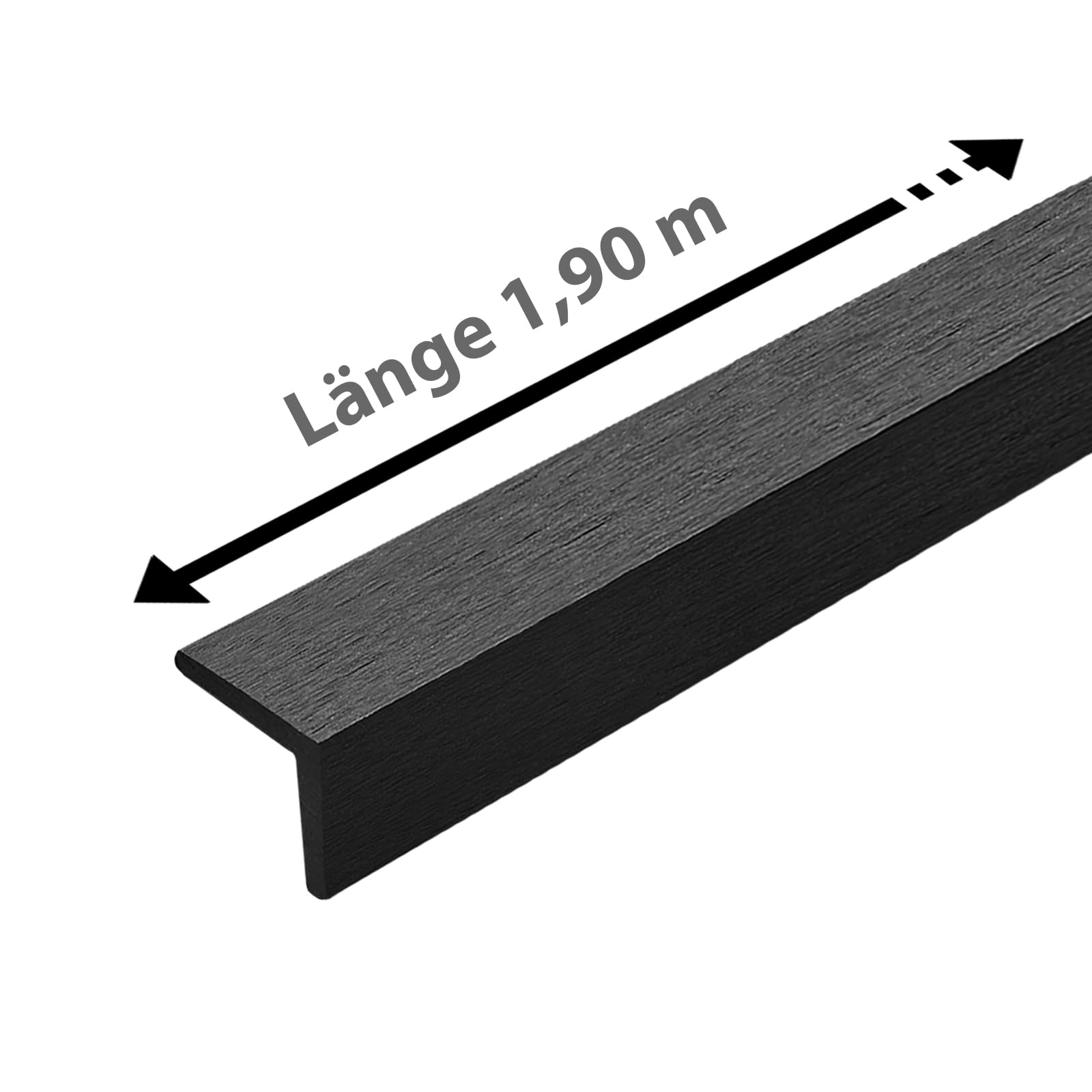 Montafox 5 Stück WPC Abschlussleisten 190 cm Abdeckleiste Terrassendielen Dielen L-Leiste - Anthrazit