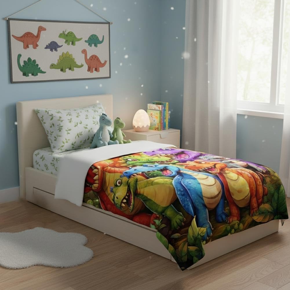 Adius Cute Smiling Dinosaurs HD Digital Print Flannel, Manta de Dinosaurio, Manta de Franela Ultrasuave, para Sofá Cama, Cumpleaños (200 * 150cm)
