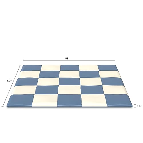 Miniatura 6 de Weizzer Toys Tapete de juego para bebés de 58 pulgadas, plegable, acolchado, para bebés y niños pequeños, tapete de actividad para el tiempo boca