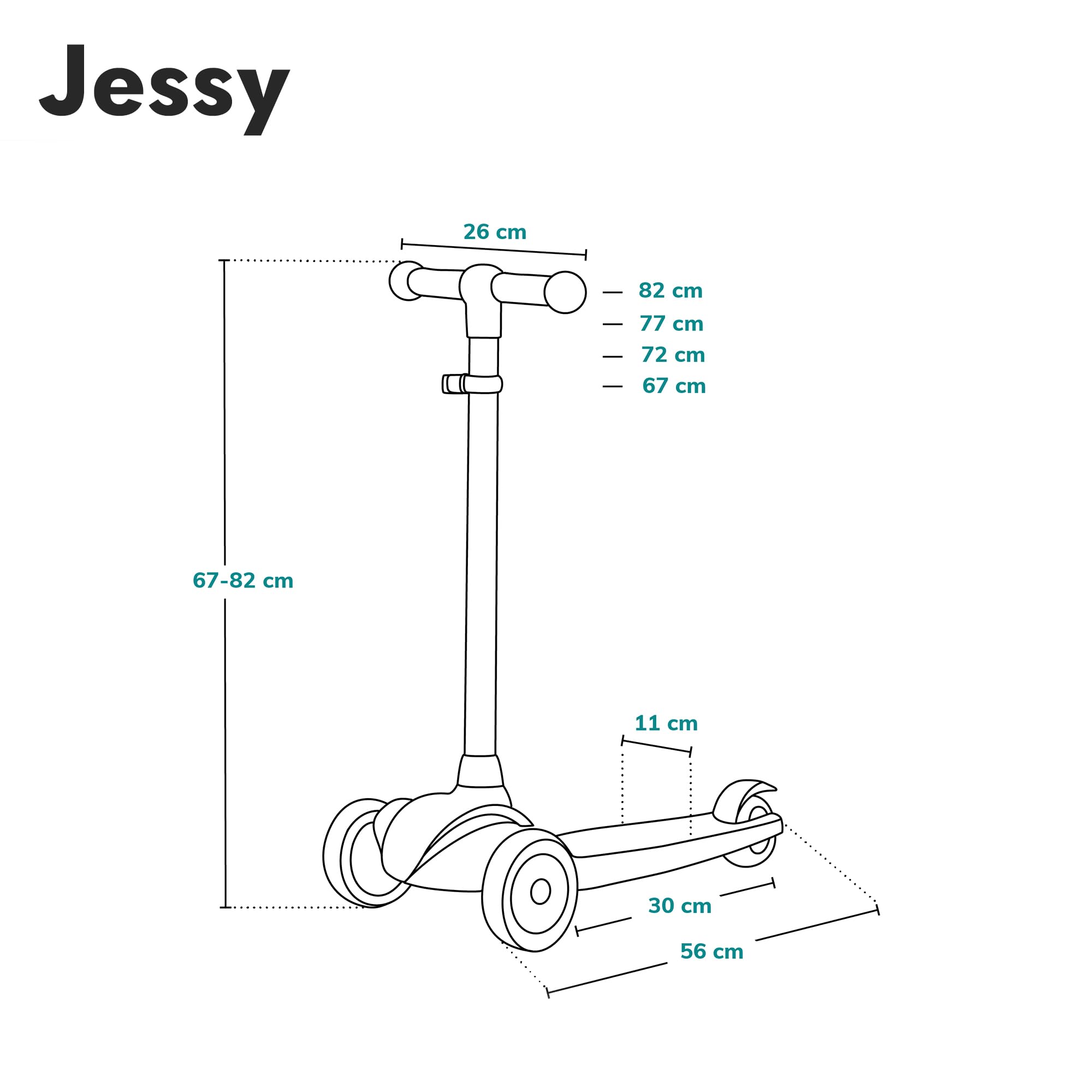 LIONELO Jessy Scooter de Equilibrio para niños de 3 años hasta 50 kg, Scooter de 3 Ruedas Ligero con Ajuste de Altura, Ruedas LED, Plataforma Antideslizante