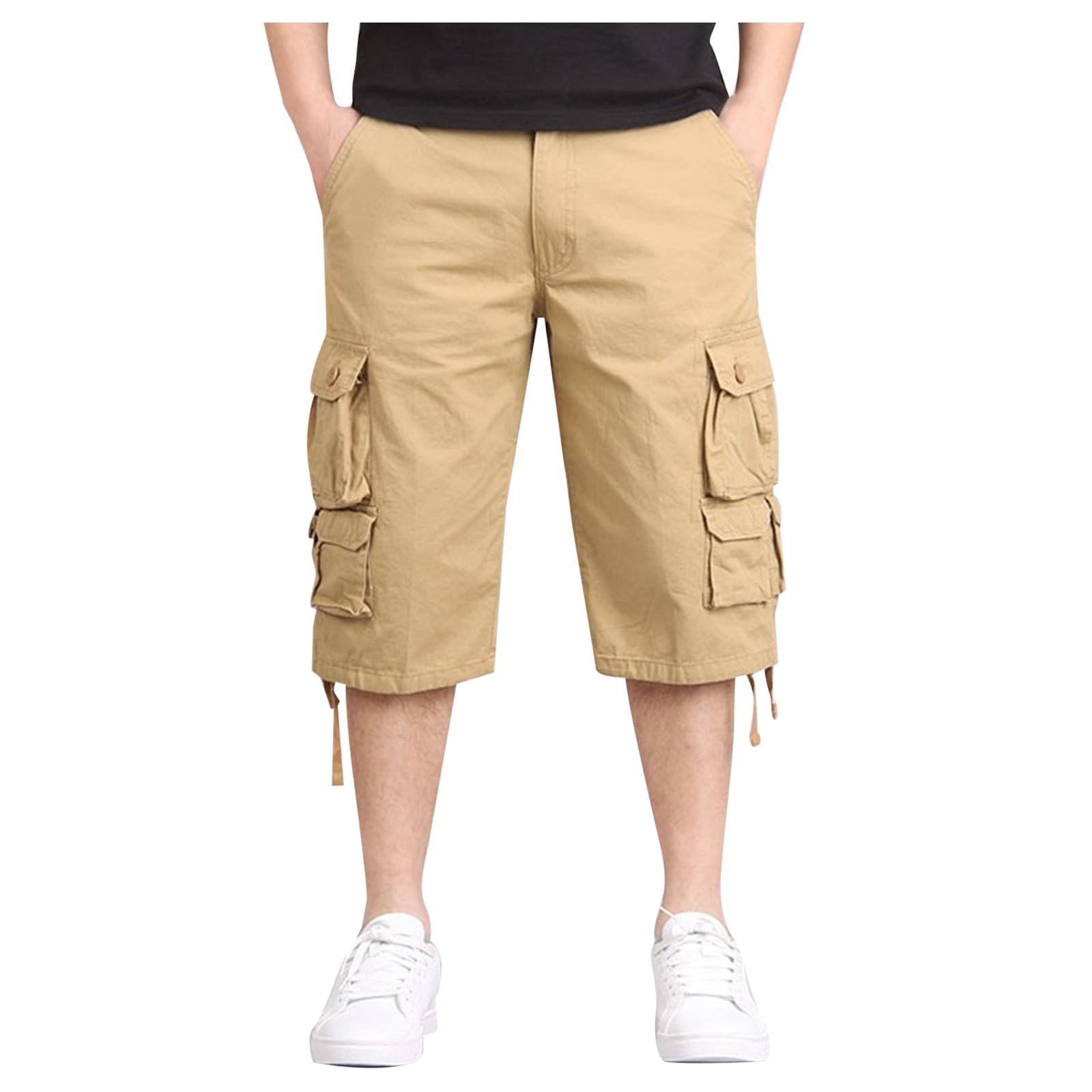 Cargo Shorts for Men 2025 Plus Size Summer Multi Pockets Below Knee Shorts Fashion Solid Color Outdoor Hiking Short 31