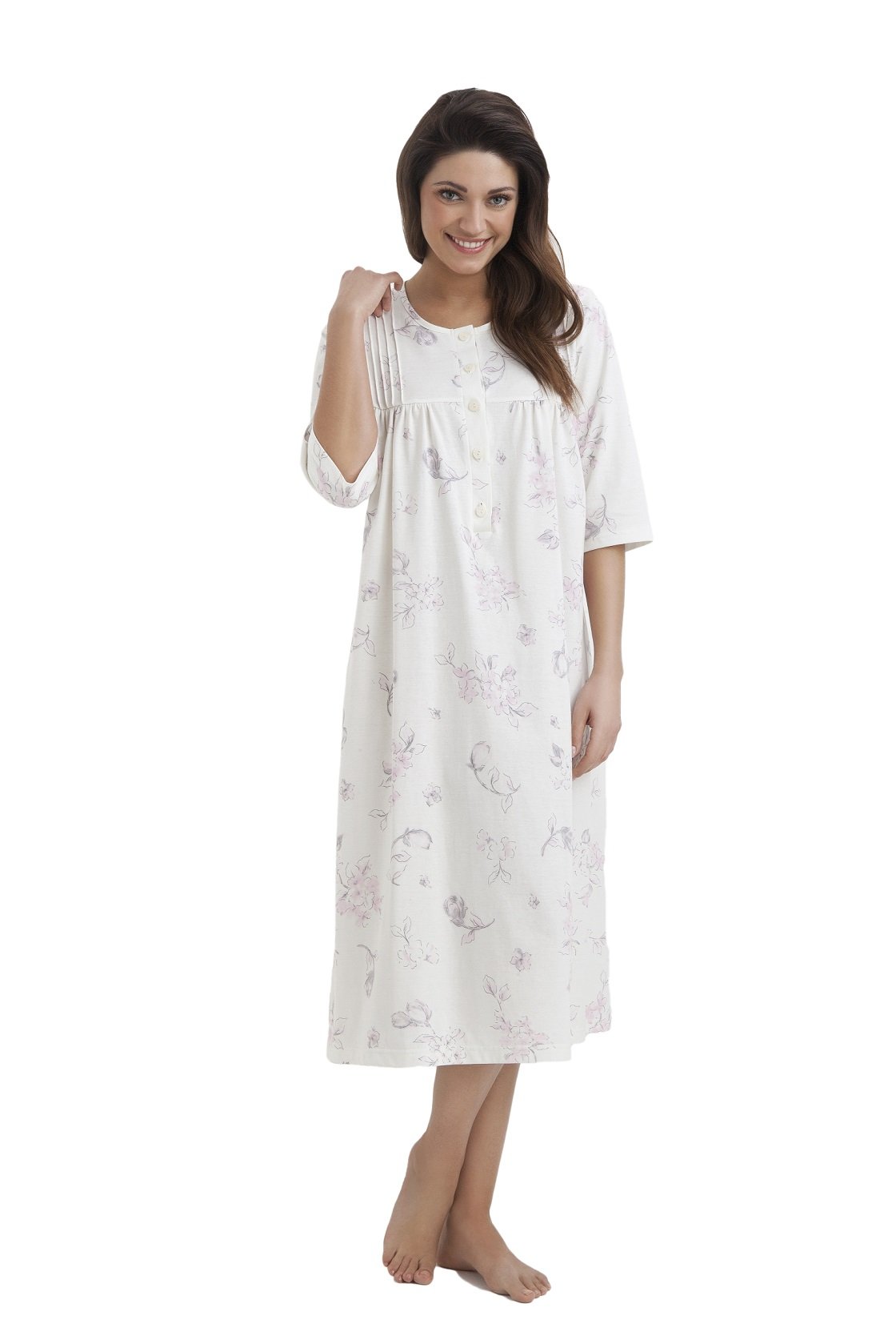 DOROTA Elegante camisón largo de algodón para mujer, 100% algodón, fabricado en la UE, Sleepshirt-cru., XL