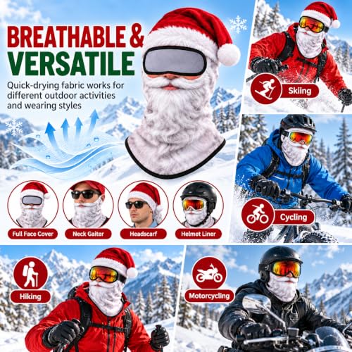 Santa Claus Balaclava Ski Mask, Christmas Full Face Cover，Santa Claus - image 7