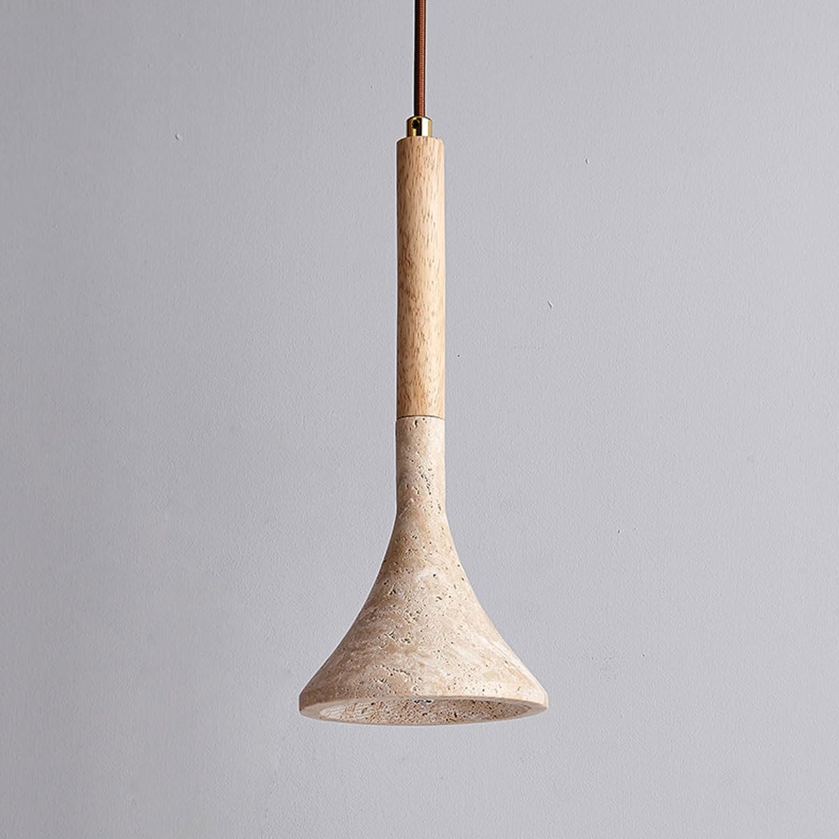 Lampada a Sospensione nordica in travertino Naturale, Stile Vintage Rustico, Lunga e lineare, Ideale per Isola Cucina, lampadario Rustico in Legno Stile Moderno di metà secolo per