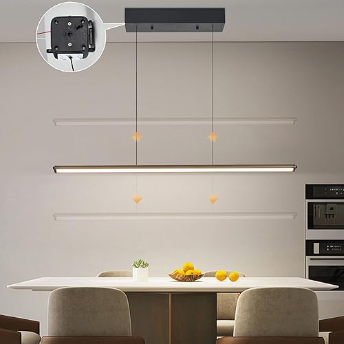 PinRight Lámpara colgante LED para isla de cocina, colgante lineal, 37.9 pulgadas de elevación libre y flotante, moderna lámpara de restaurante