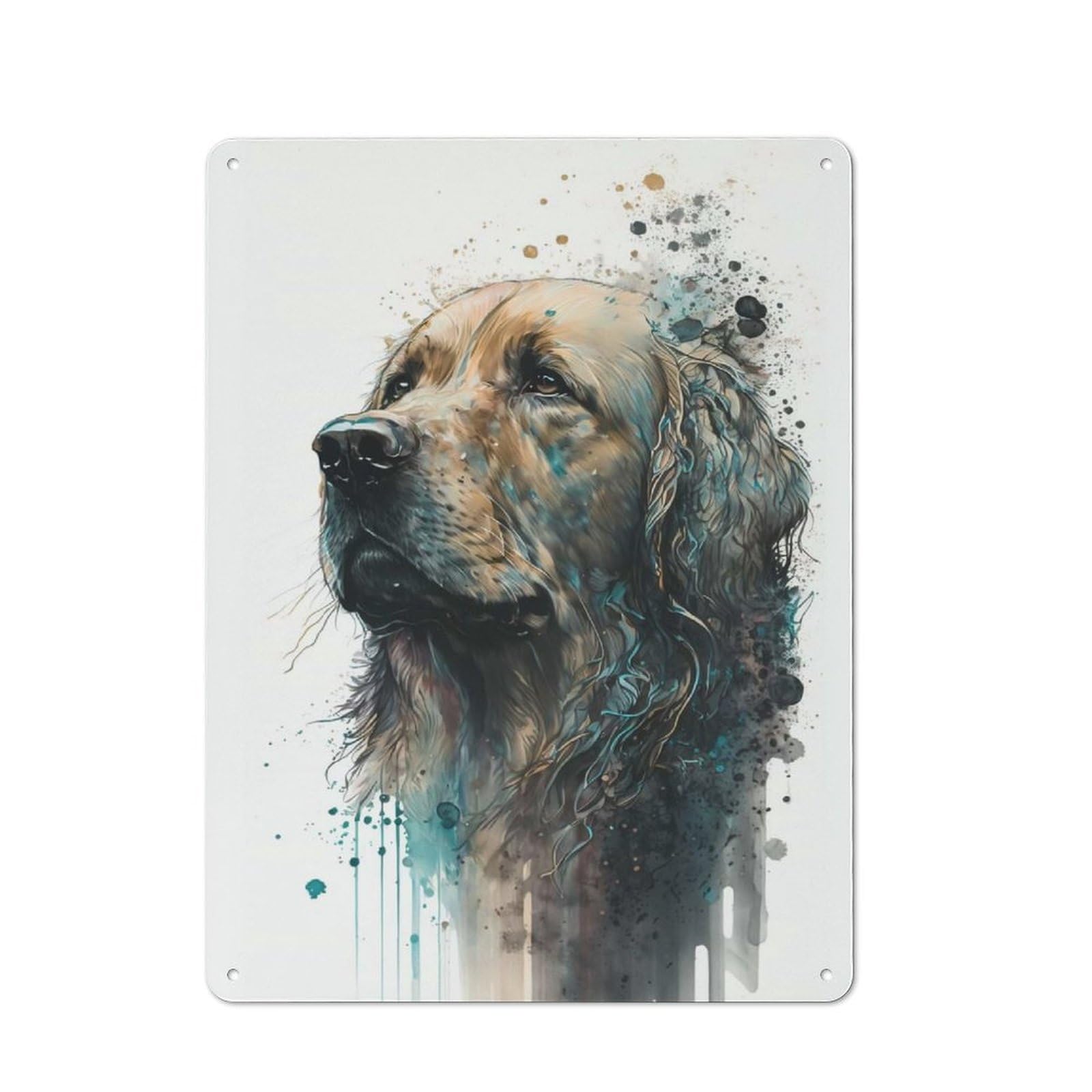 Junmoney Golden Retriever-1 Simple Retro Golden Retriever Metal Wall Plaque 40X30cm, Studio Wall Plaque For Hobby Room, Office, Lounge Or Living Room
