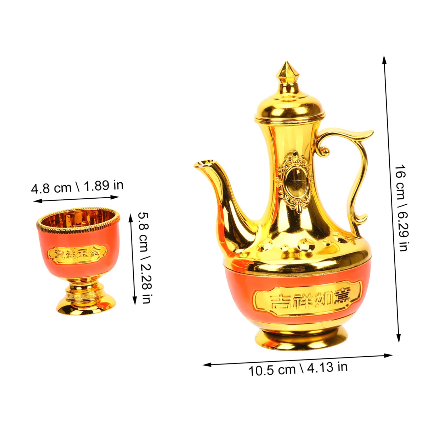 KICHOUSE 1Set Buddhist Offering Plated Wine Kettle Goblets for Altar Rituals Decorative Cups for Worship Meditation Buddhism Enthusiasts