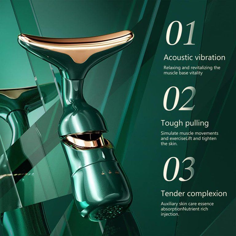 Trendy Nest 2 in 1 Electric Face Massager for Glowing Skin, Anti-Aging Vibration Facial Massager, Face Slimming and Uplift Wand, Skin Lift Device, Face Sculpting Tool, Multifunctional Face Exercise Tool, Skincare & Beauty Device - Green 2 61lGXEwdtlL