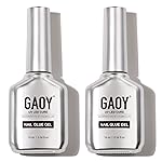 GAOY 2Pcs 16ml Gel Nail Glue for Acrylic Nails Tips, 2 in 1 Nail Glue and Base Coat, UV Light Cure
