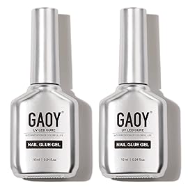 GAOY 2Pcs 16ml Gel Nail Glue for Acrylic Nails Tips, 2 in 1 Nail Glue and Base Coat, UV Light Cure