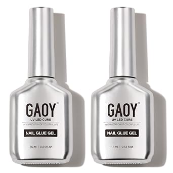 GAOY 2Pcs 16ml Gel Nail Glue for Acrylic Nails Tips, Clear Glue Gel for Sheer Press ons for Long Lasting UV Light Cure DIY