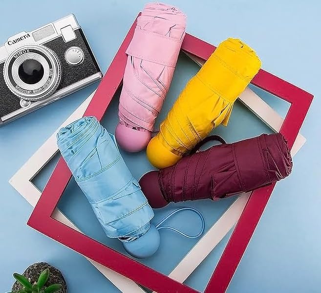 61lGXJhLprL NJK Creative Capsule Case Umbrella Lightweight Waterproof UV Protection Mini Compact Foldable Design Travel Umbrella For Men and Women (Assorted)