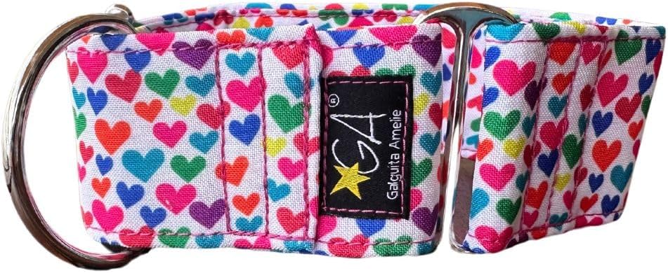 4 cm Wide, Size L (40-49 cm), Dog Collar with Hearts