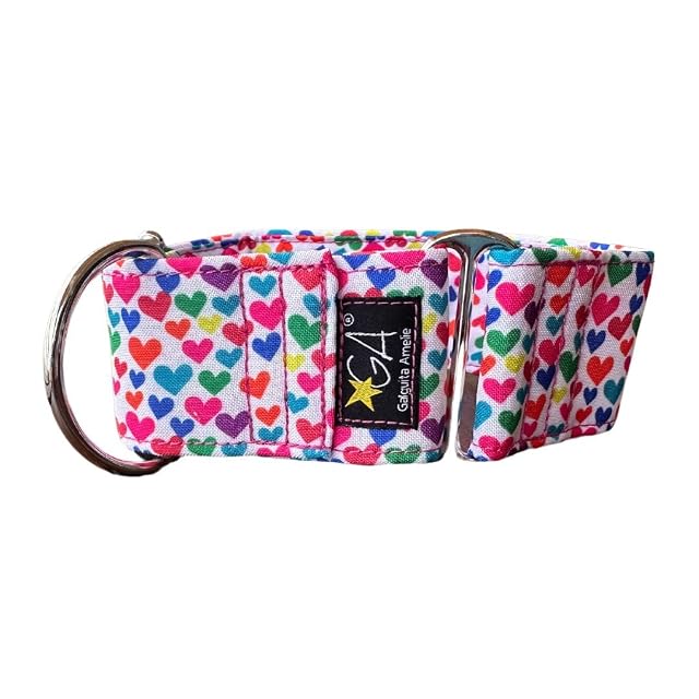 Galguita Amelie Collar Martingale para Perros, Corazones Multicolor (5L)