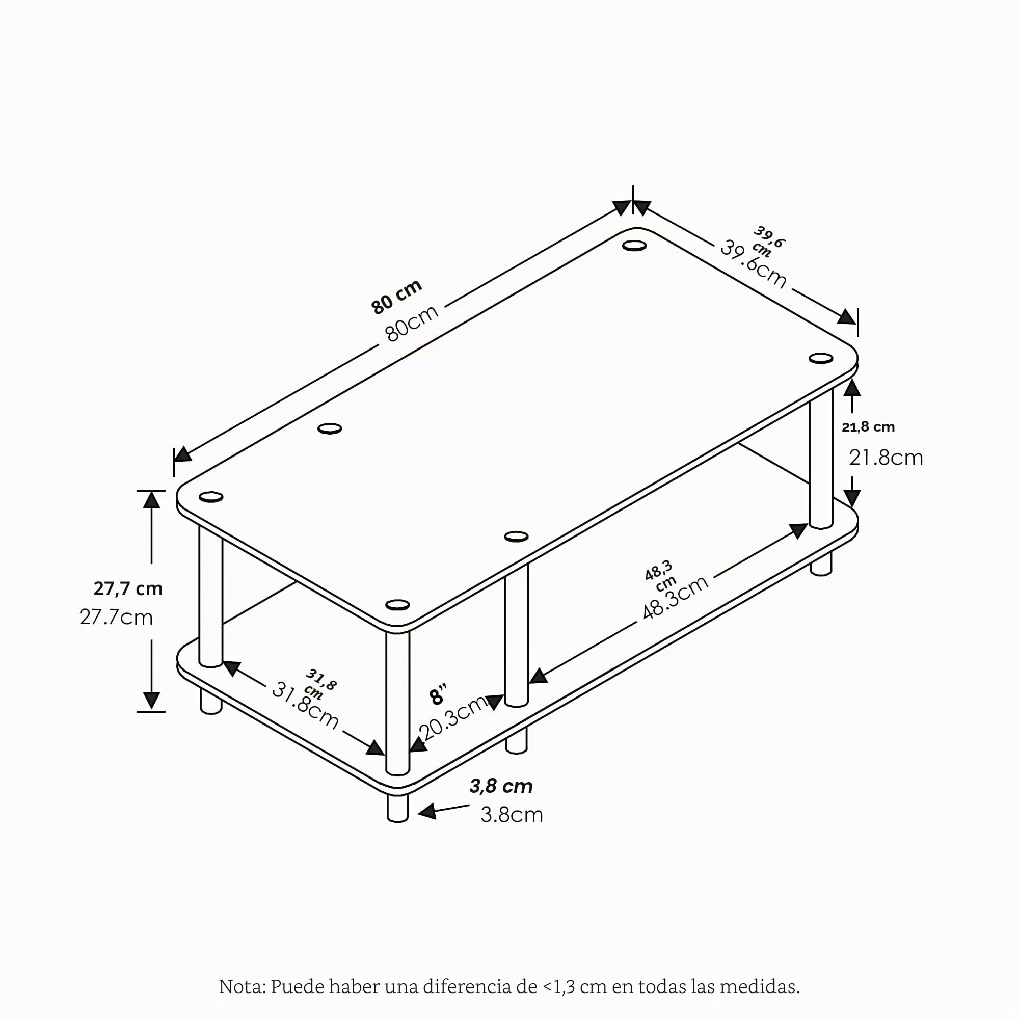 Furinno Soporte De TV, White(Ex)/White, Mid 31.5"(W) x10.9(H) x15.6(D)