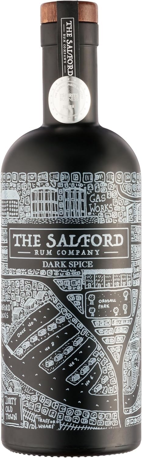 The Salford Rum Company Dark Spiced Rum 70cl (40% ABV) - Caribbean Inspired - Distinct Blend of Vanilla, Coconut, Caramel & Cloves - Refreshing, Delicious & Smooth - Beautifully Presented Bottle