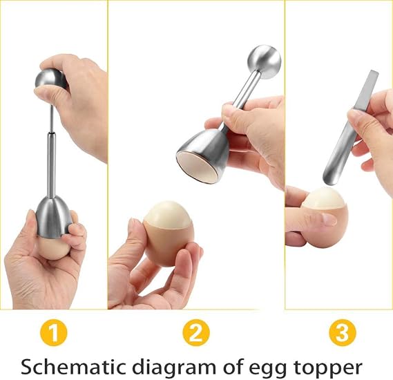Egg Shell Topper Stainless Steel Cracker Easter Premium Kitchen Tool for Removing Raw, Soft or Hard Boiled Egg Shells, Separate Cut The Top of The Shell Smooth Round Opening