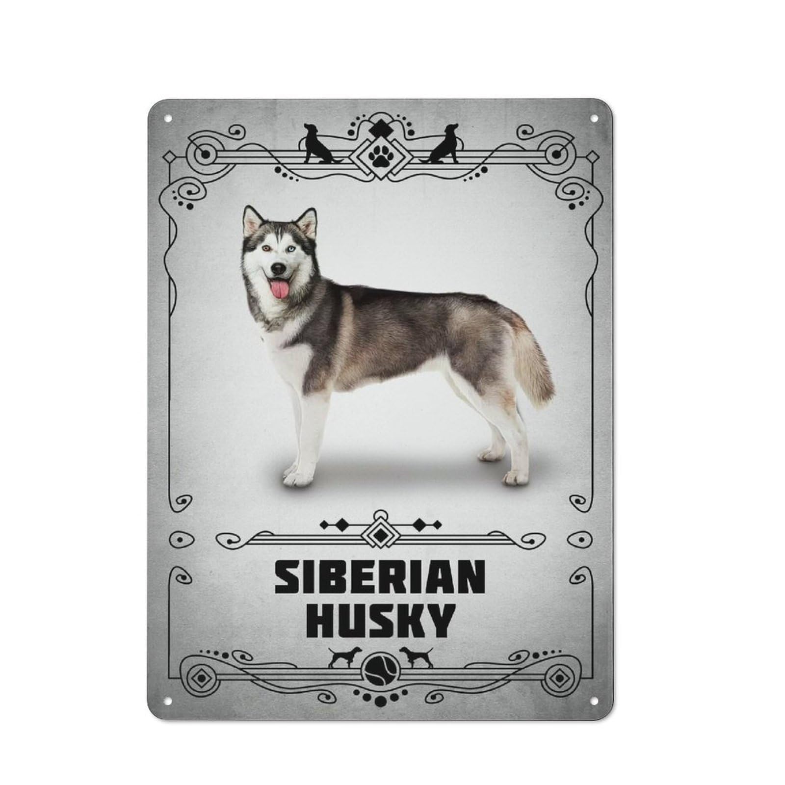 Junmoney Style-3 Metal Wall Sign 40X30cm Featuring Siberian Husky For Workshop Wall, For Vintage Wall Decor Fans, For Kitchen And Home Bar Decor