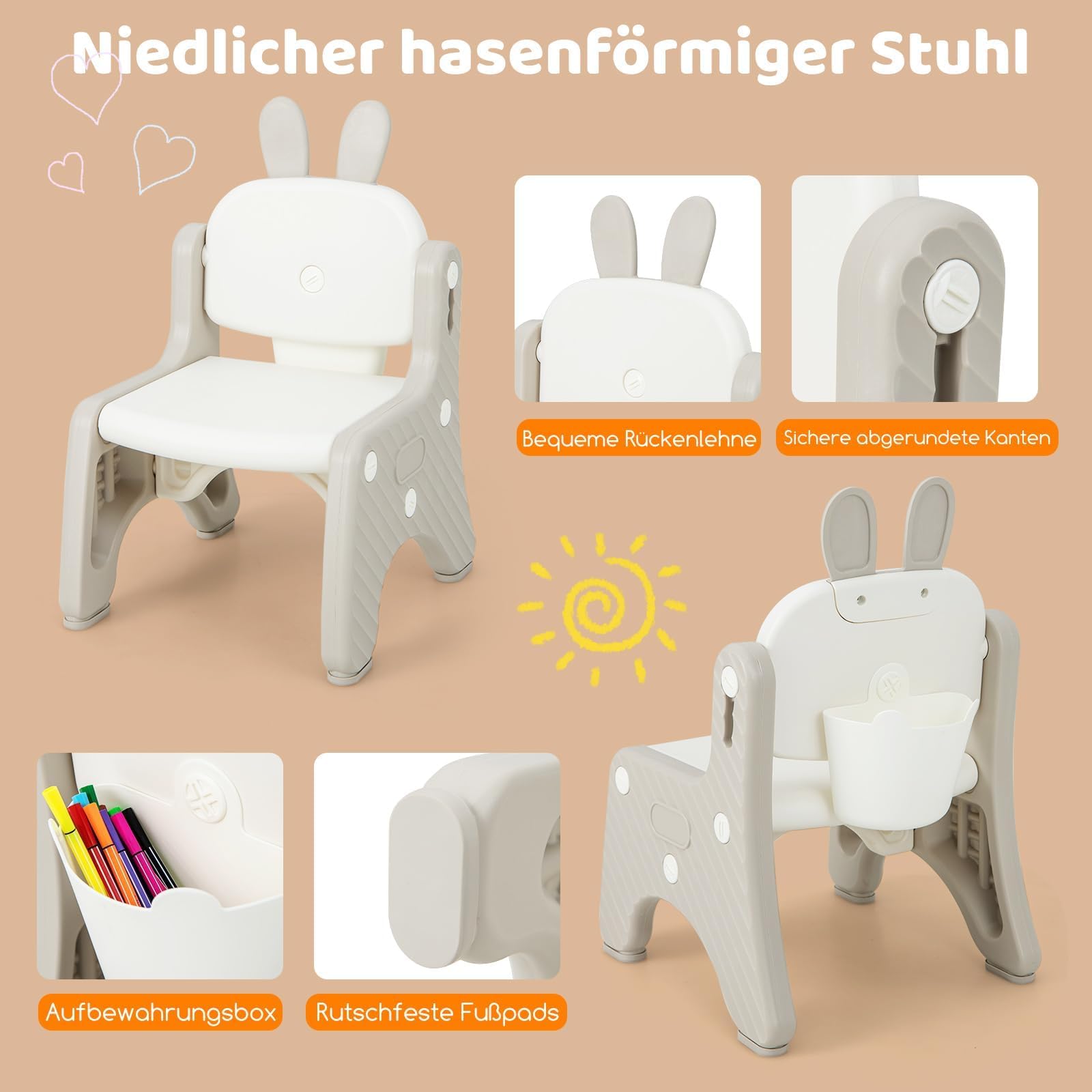 COSTWAY Kindertisch mit Stuhl, Kindersitzgruppe mit Stauraum, Kinder Tisch höhenverstellbar mit aufklappbarem Bücherregal & magnetischem Zeichenbrett, Maltisch für Kinder ab 1 Jahr