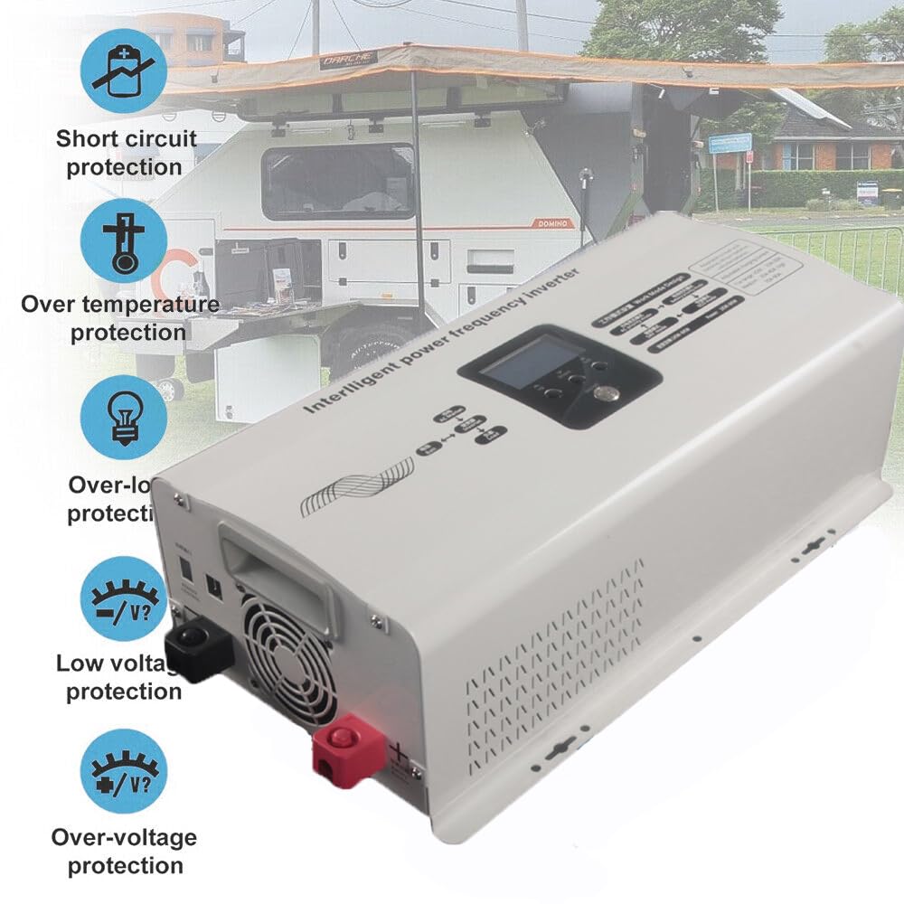 6000W Hybrid Solar Wechselrichter 24V 50 Hz/60Hz Off Grid Reine Sinuswelle Inverter Built-in 50A 60A Photovoltaik Batterie Laderegler (24, Volt)