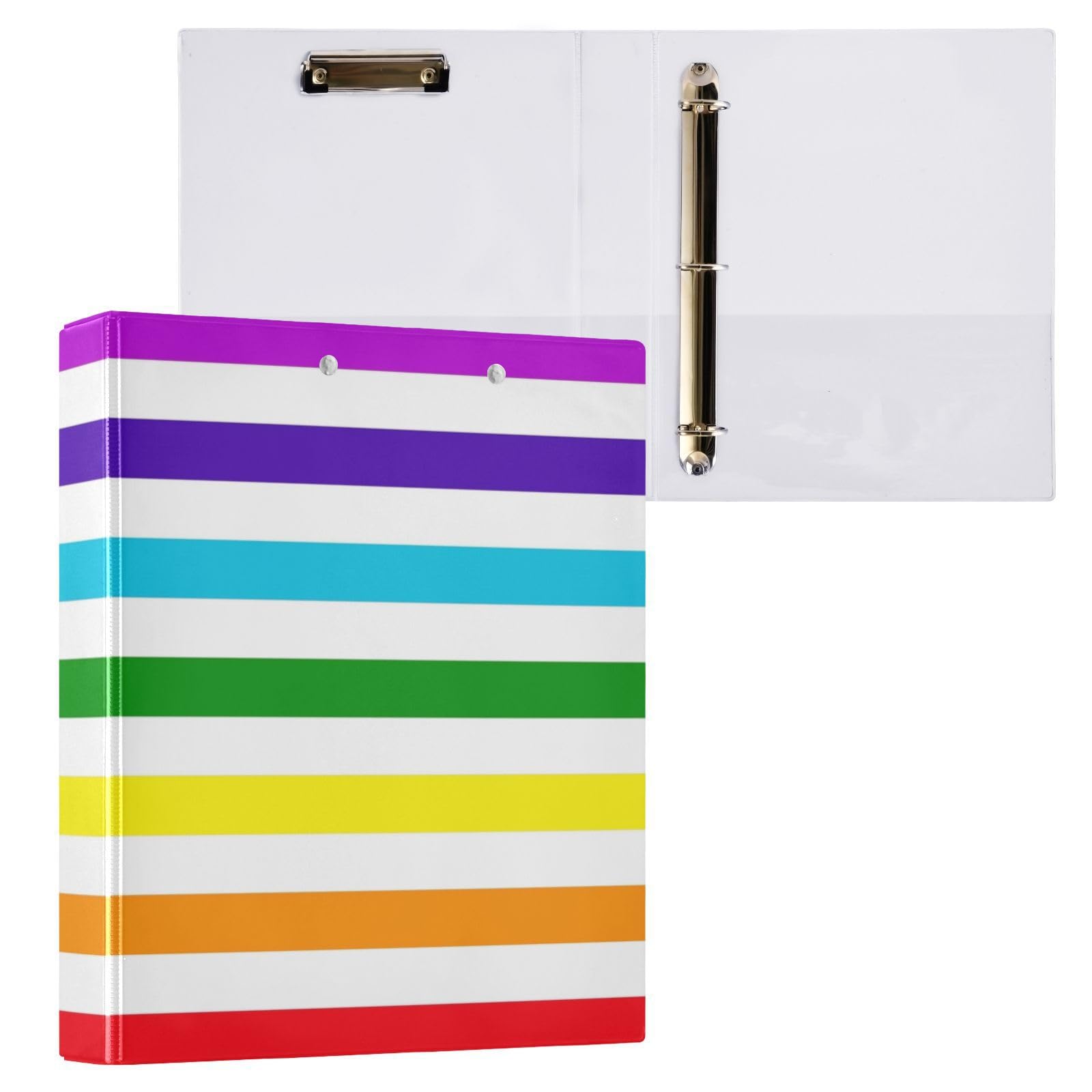 Peystean - Raccoglitore ad anelli rotondo a D da 3,8 cm, con portablocco integrato, con copertina rigida stampata su un lato, confezione da 2, bandiera degli Stati Uniti, Grecia, Rainbow Peace