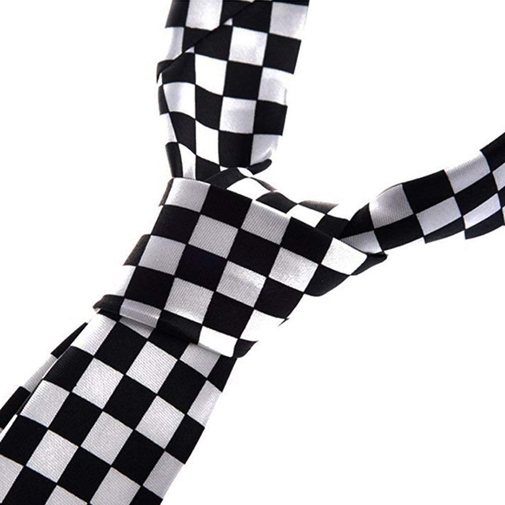 N-K Corbata a cuadros a cuadros, corbata de boda, corbata para el cuello, para fiestas de graduación y ocasiones formales, diseño negro y blanco