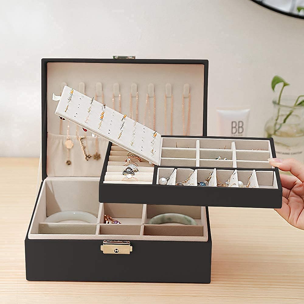 Joyero, joyero para Mujer, joyero de Piel sintética, Utilizado para Pendientes, Anillos, Pulseras, joyeros.