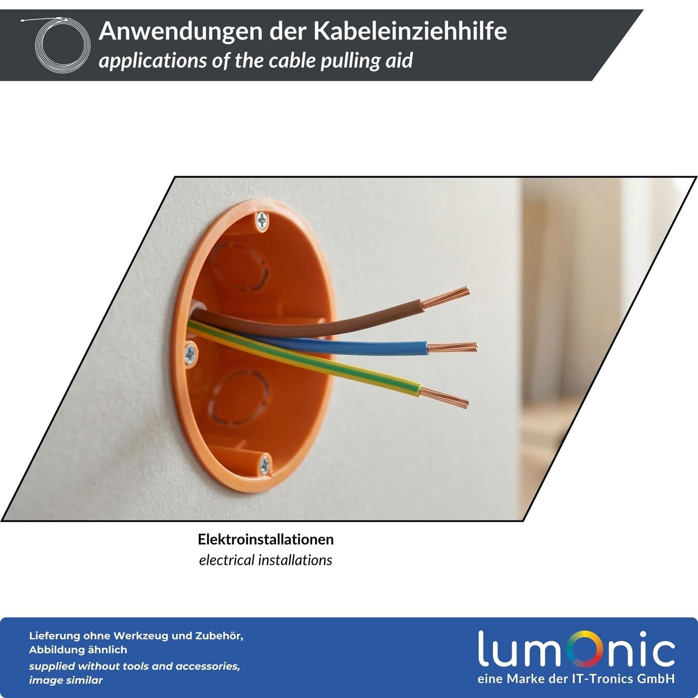 Lumonic Estrattore per cavi 10m con molla di guida 3mm I Spirale di trazione in poliammide I Molla di trazione, estrattore per cavi, nastro di trazione per elettricisti e hobbisti