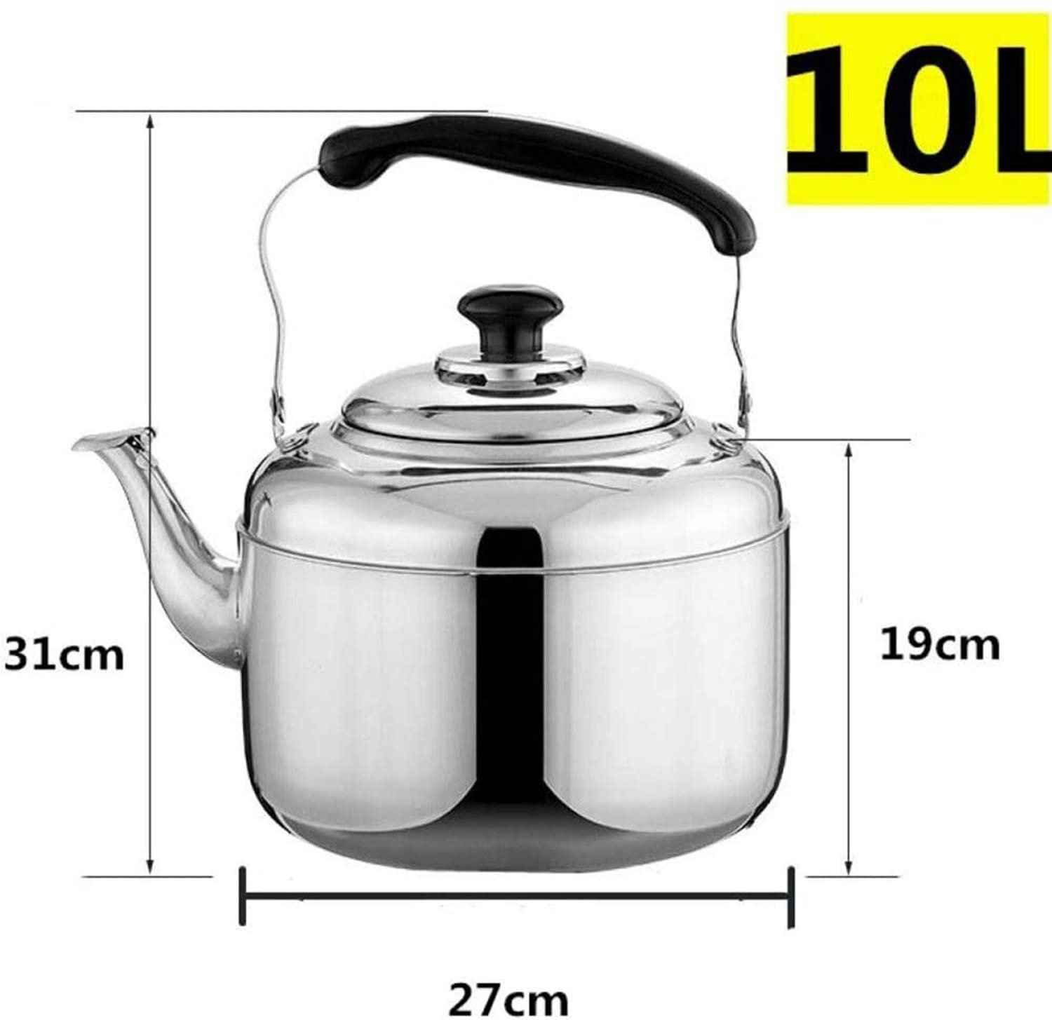 Hervidor de Inducción Hervidor Silbido 5L, Hervidor de Acero Inoxidable de Gran Capacidad, Hervidor de Silbato para Cocina Doméstica Estufa de Gas Estufa de Gas 10L