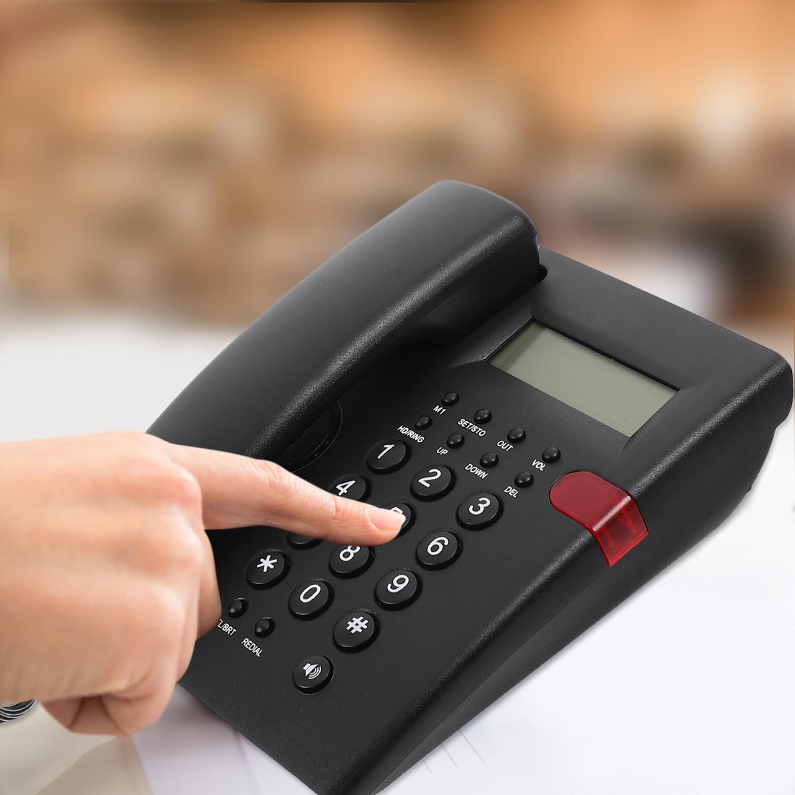 HOMSFOU Telefono Fisso Fili Telefoni Fissi per Casa Ufficio Telefoni Tasti Grandi per Anziani e Adolescenti Dispositivo Intuitivo e Facile da Usare