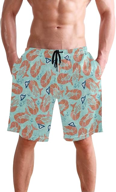 Amazon.com: ILEEY - Pantalones cortos para hombre, diseño de camarón pirata,  secado rápido, bañador de playa : Ropa, Zapatos y Joyería