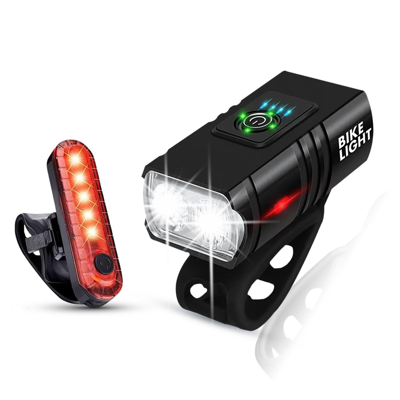 RUTZ® Bike Lights Front and Back - High-Intensity USB Rechargeable Bike Lights - Super Bright LED Front Headlight and Back Taillight with 6 Modes – Durable and Waterproof for Mountain & Night Riding