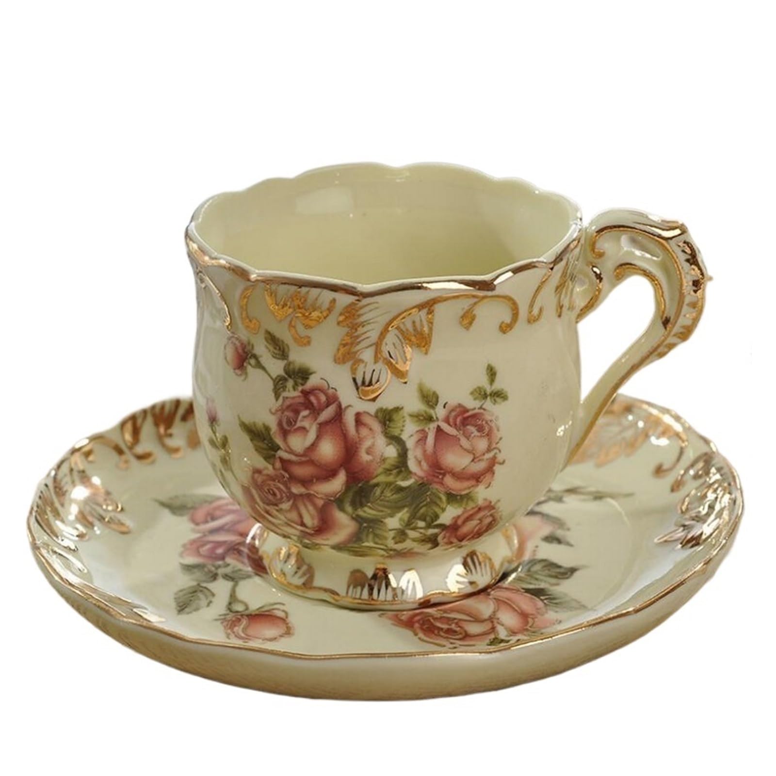 Zestaw filiżanek i spodków do herbaty, duszpasterska róża porcelana kostna filiżanka do herbaty spodek zestaw łyżek porcelanowa filiżanka do kawy 200 ml kawiarnia kubek impreza naczynia do picia
