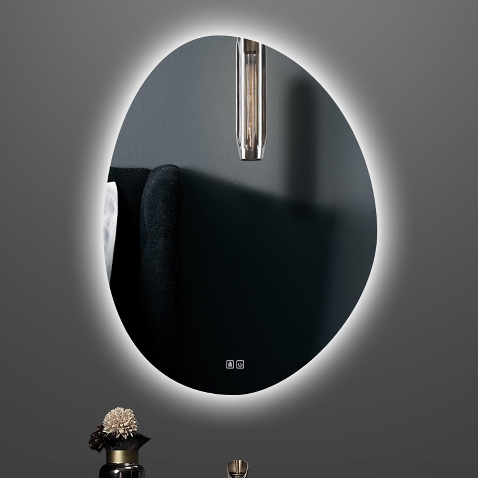 Miroir salle de bain LED désembuage asymétrique tactile 70x90cm