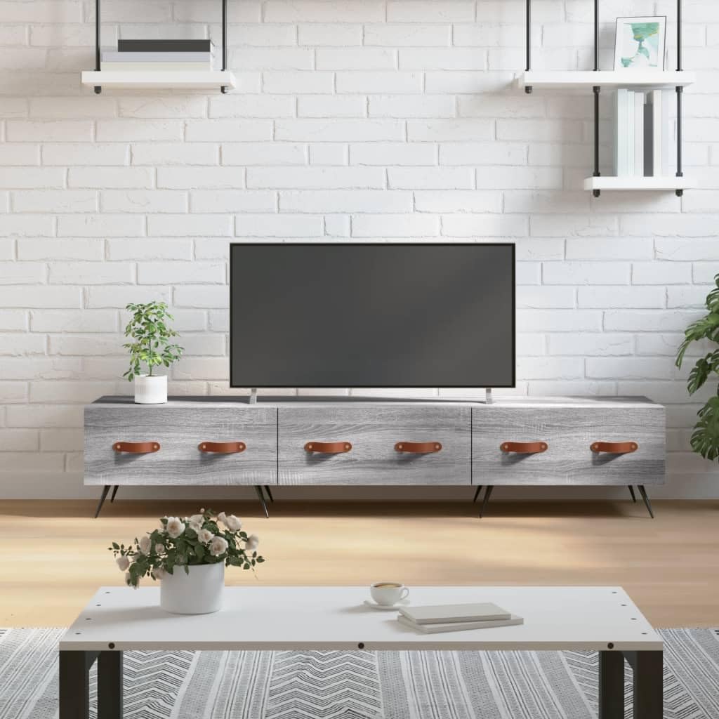 Meuble TV en chêne gris Sonoma 150cm avec 3 tiroirs et pieds en fer