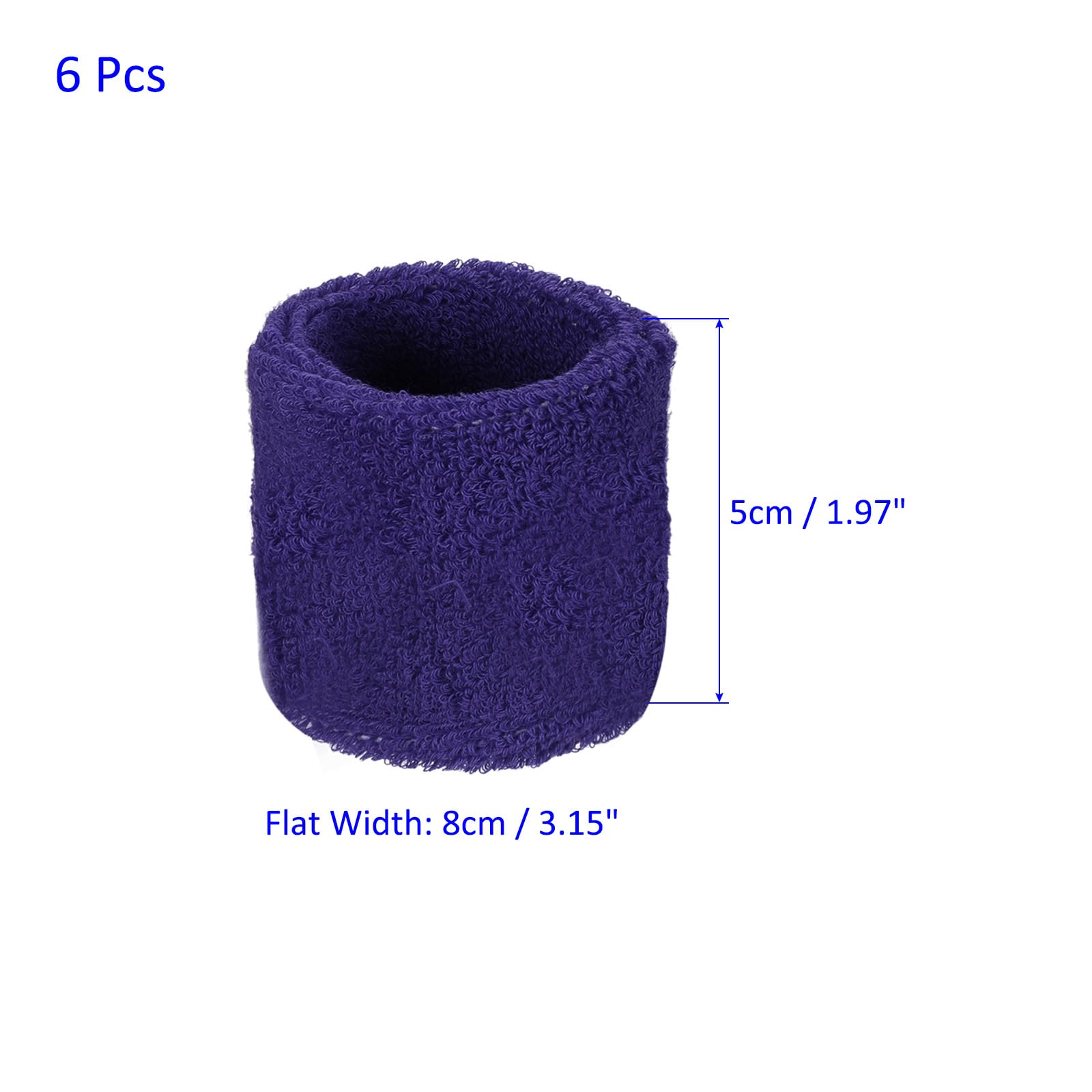 M METERXITY 6 Pack Wrist Brace - Elastic Air-Permeable Cotton Terry Cloth Sweatband, Apply to Tennis/Basketball/Running (8x5cm, Purple) - Image 4