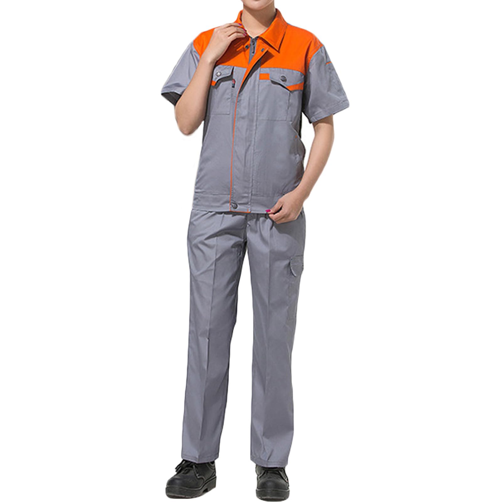 Mono Unisex Manga Corta Trabajo Overoles Camisa Y Pantalones Traje De Trabajo Ropa De Trabajo Conjunto