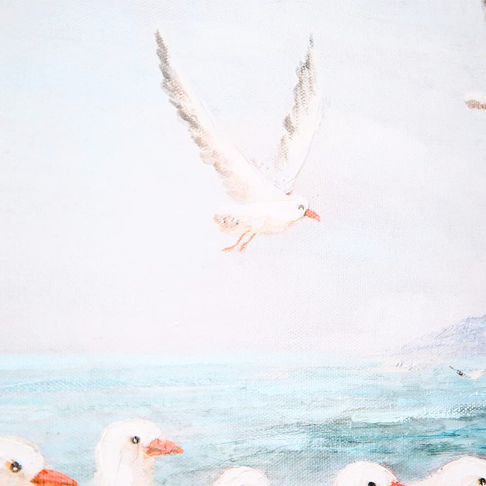 GILDE Bild Seaside mit Möwen blau/weiß/grau handgemalt auf Leinwand H: 60 cm B: 60 cm T: 3.5 cm 52359