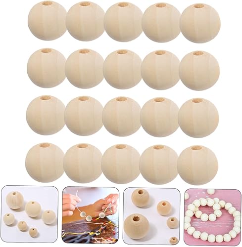 Miniatura 7 de COHEALI 100 cuentas de madera con agujero circular, joyería de mano, cuentas naturales sueltas de madera, cuentas de macramé para hacer cuentas de