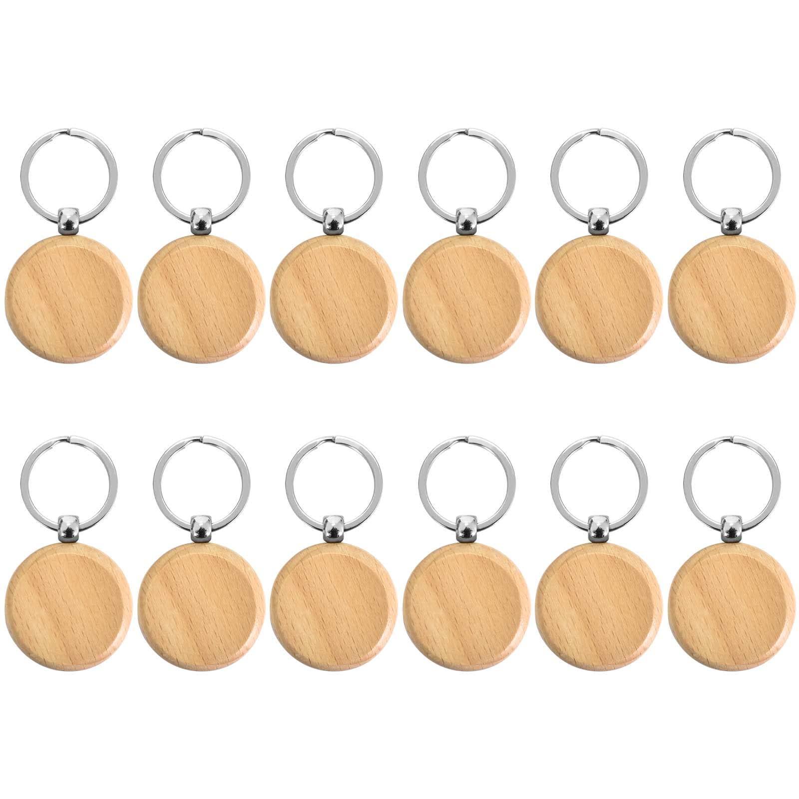 Dokeno 12 Portachiavi Rotondi In Legno Di Faggio Grezzo – Ø 4 Cm – Fai Da Te - 3