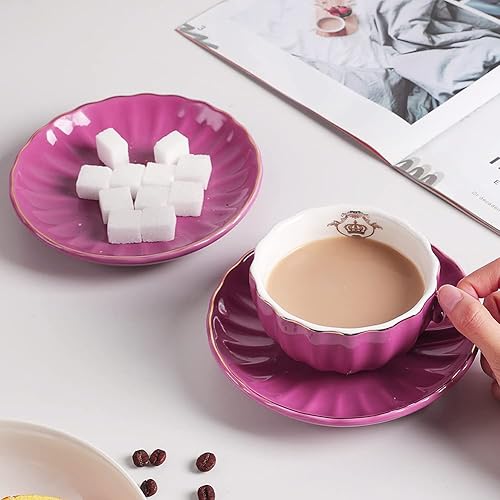 Miniatura 6 de Juegos de té de porcelana de la serie British Royal, tazas y platillo de 8 onzas para 6, con tetera, azucarero, jarra de crema, cucharaditas y